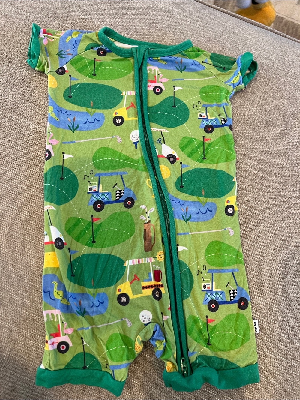 Little Sleepies Green Golf Print Baby Romper